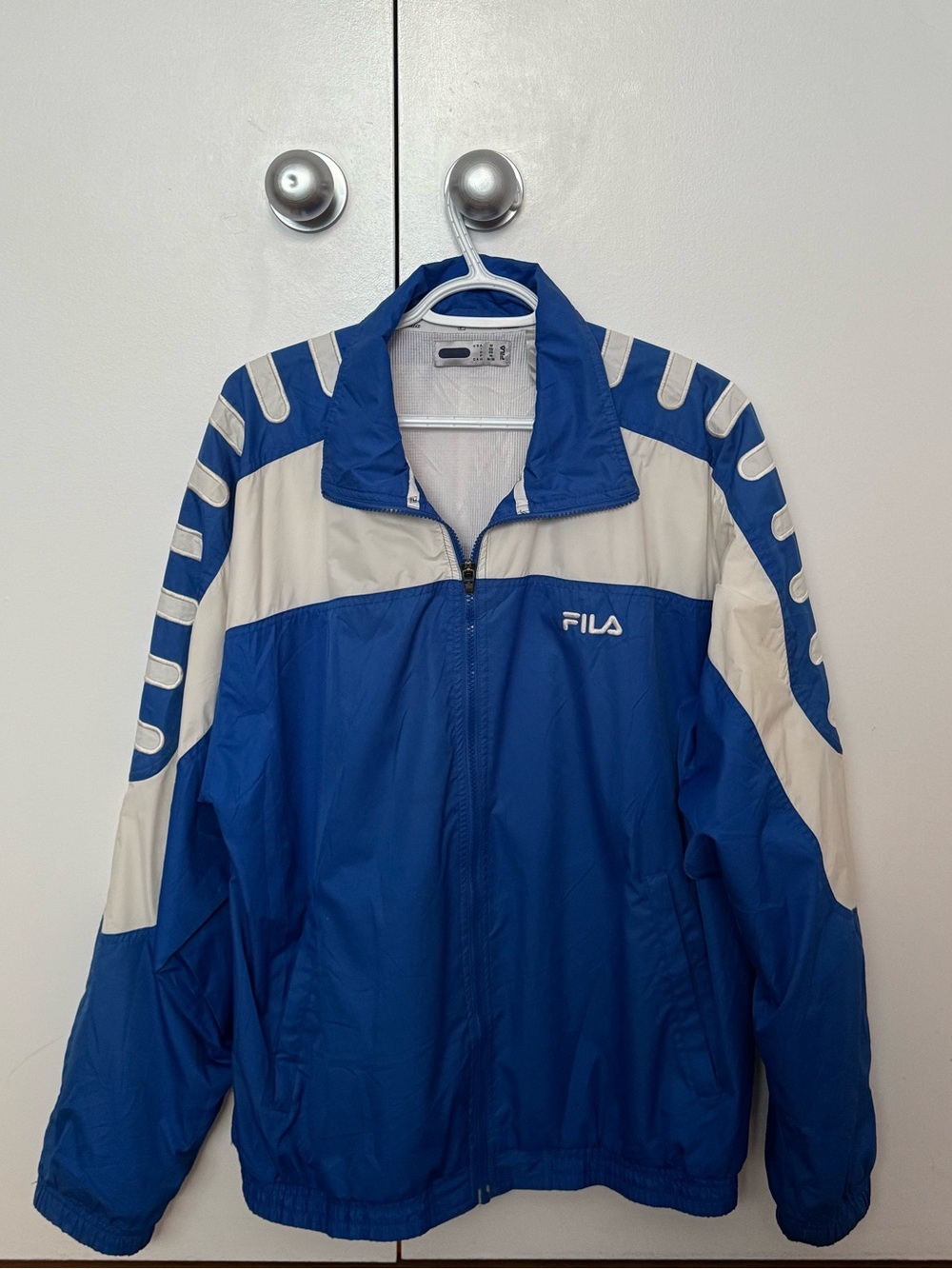 Fila - Vintage Blue and White Men's Windbreaker Jacket